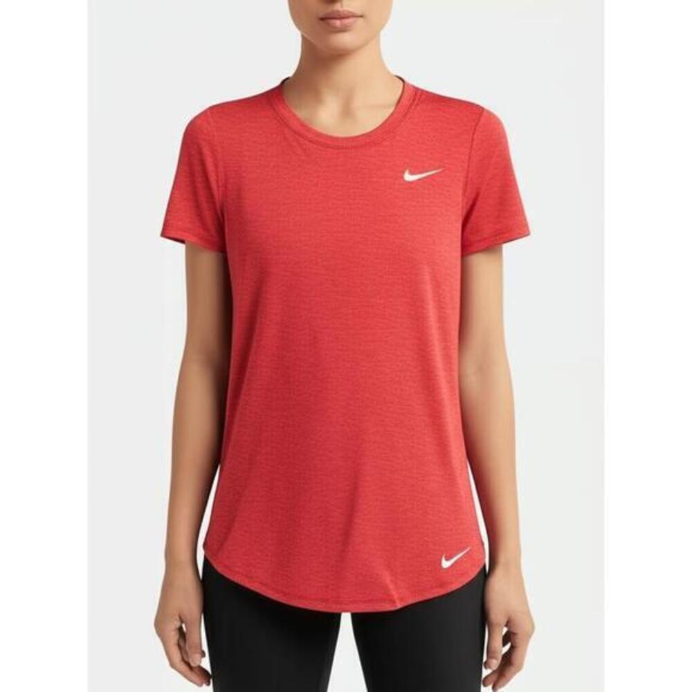 Nike Womens T Shirt Size M Red Heathered Athletic Short Sleeve Dri-FIT Sport